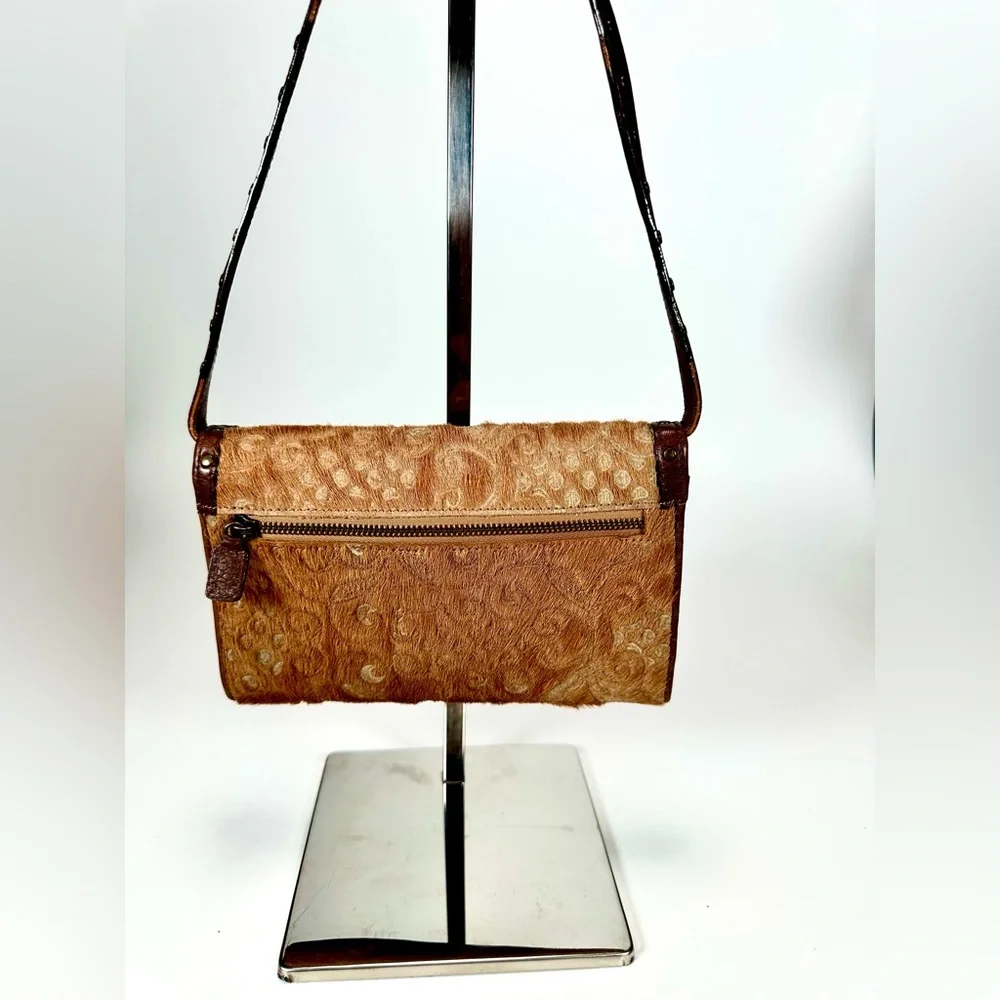Isabella Fiore Brown Fur Floral  Patterned Women's Bag
